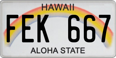 HI license plate FEK667