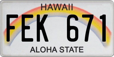 HI license plate FEK671