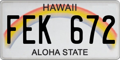 HI license plate FEK672
