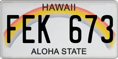 HI license plate FEK673