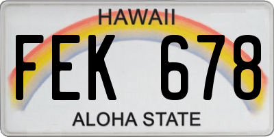 HI license plate FEK678