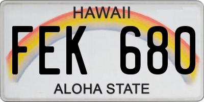 HI license plate FEK680