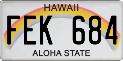 HI license plate FEK684