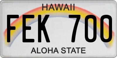 HI license plate FEK700