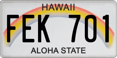 HI license plate FEK701