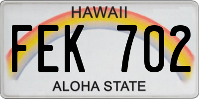 HI license plate FEK702