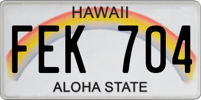 HI license plate FEK704