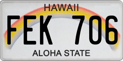 HI license plate FEK706