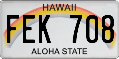 HI license plate FEK708