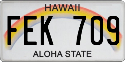HI license plate FEK709
