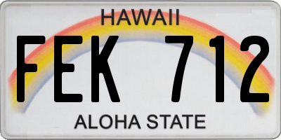 HI license plate FEK712