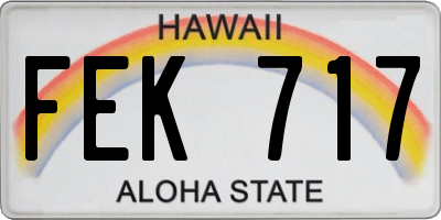 HI license plate FEK717