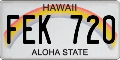 HI license plate FEK720