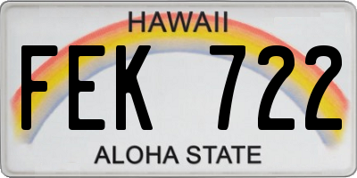 HI license plate FEK722