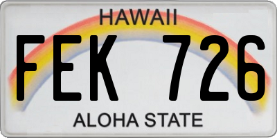 HI license plate FEK726