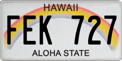 HI license plate FEK727