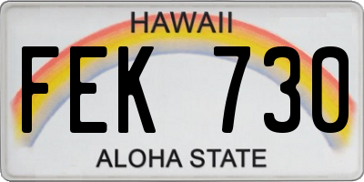 HI license plate FEK730