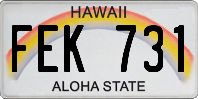 HI license plate FEK731