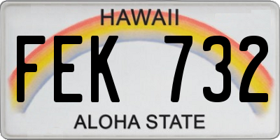HI license plate FEK732
