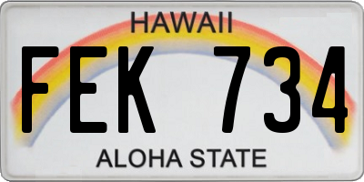 HI license plate FEK734