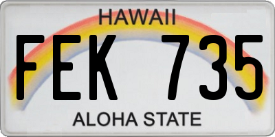HI license plate FEK735