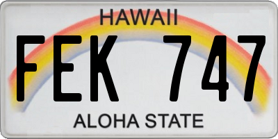 HI license plate FEK747