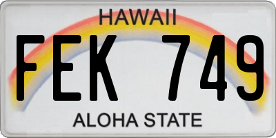 HI license plate FEK749