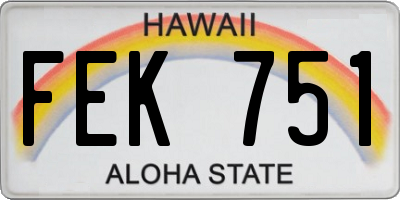 HI license plate FEK751