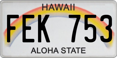 HI license plate FEK753