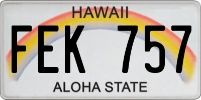 HI license plate FEK757