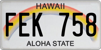 HI license plate FEK758