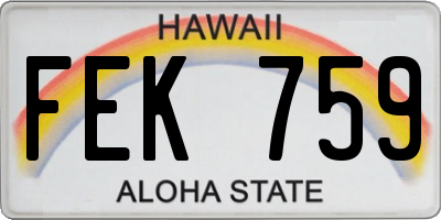 HI license plate FEK759