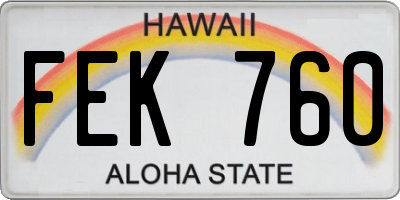 HI license plate FEK760