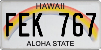 HI license plate FEK767