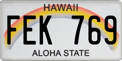 HI license plate FEK769