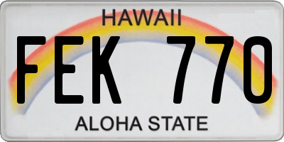 HI license plate FEK770