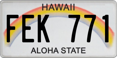 HI license plate FEK771