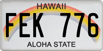 HI license plate FEK776