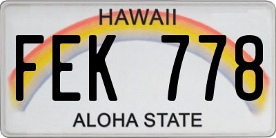 HI license plate FEK778