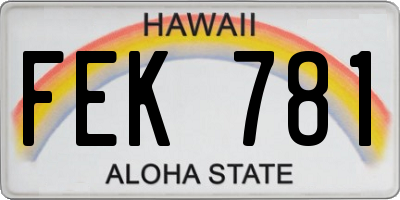 HI license plate FEK781