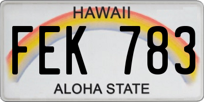 HI license plate FEK783