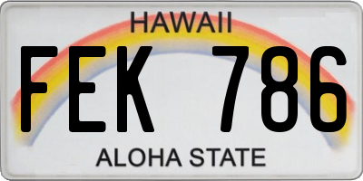 HI license plate FEK786