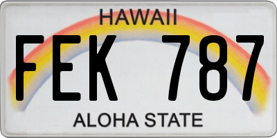 HI license plate FEK787