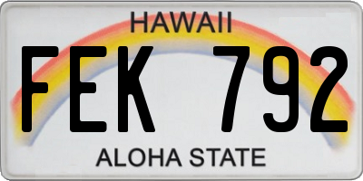 HI license plate FEK792