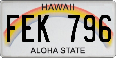 HI license plate FEK796