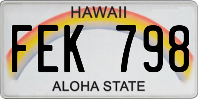 HI license plate FEK798
