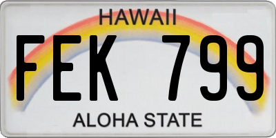 HI license plate FEK799