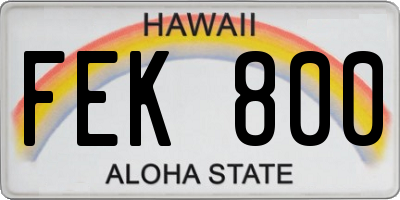 HI license plate FEK800