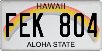 HI license plate FEK804