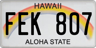 HI license plate FEK807